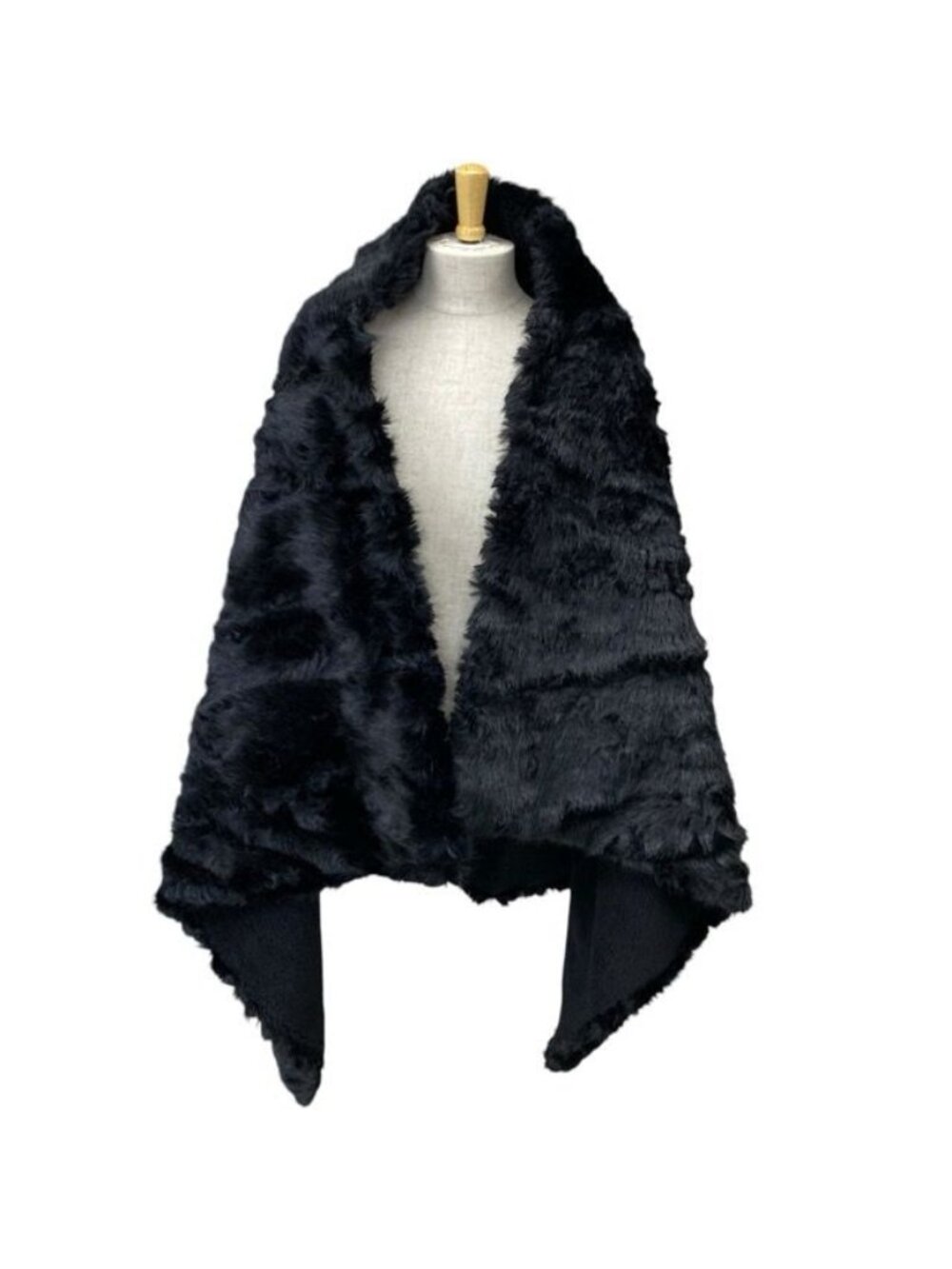 Balenciaga Faux Fur Cape Ski Wear Collection Asymmetric Black Outdoor Covering
